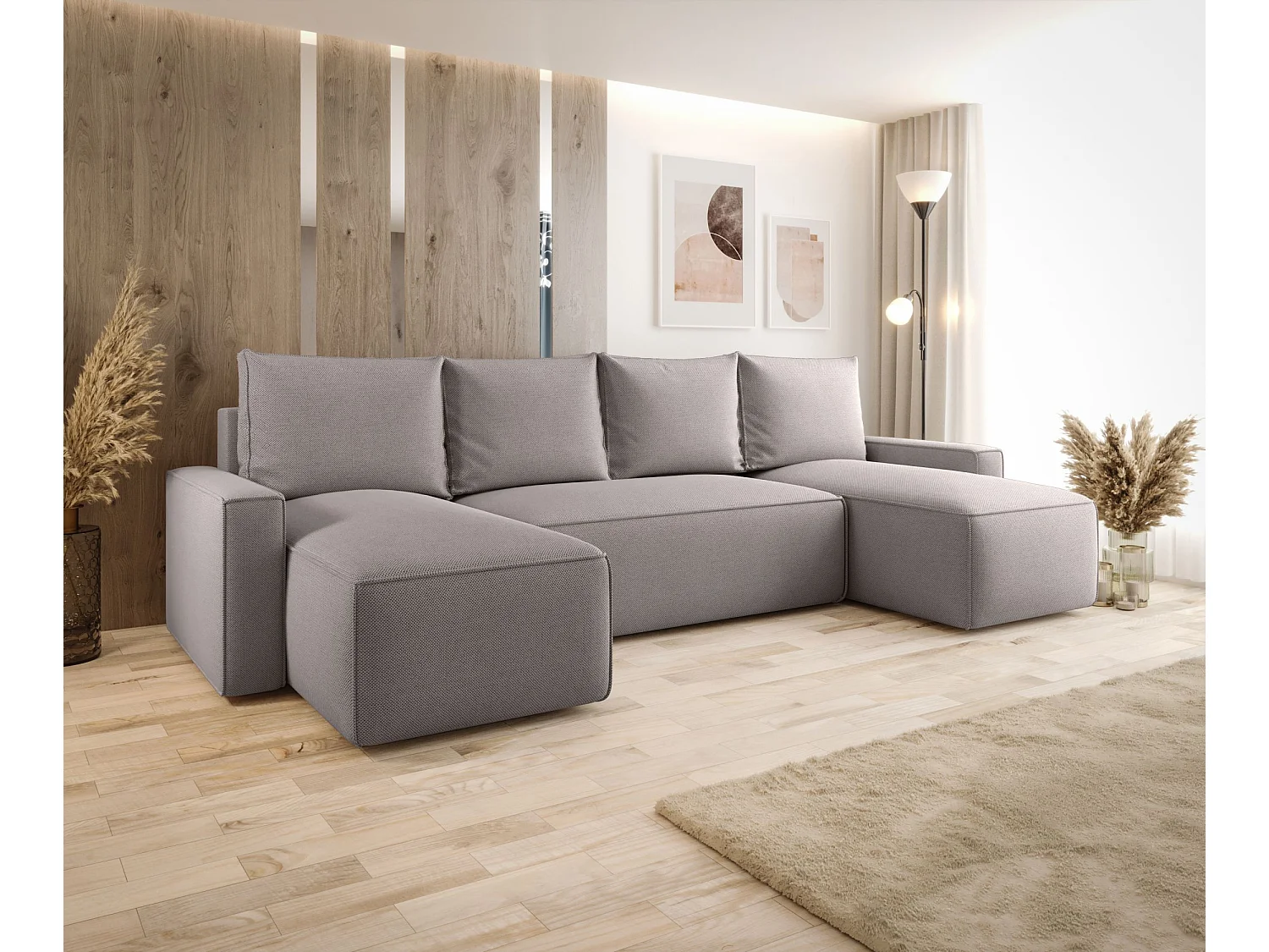 ECKSOFA mit Schlaffunktion SAVIO U Curio 83 Grau U-Form Sofa mit Stauraum Bettkasten Wohnzimmersofa Couch Sofa Bettsofa Bettkasten Bettcouch