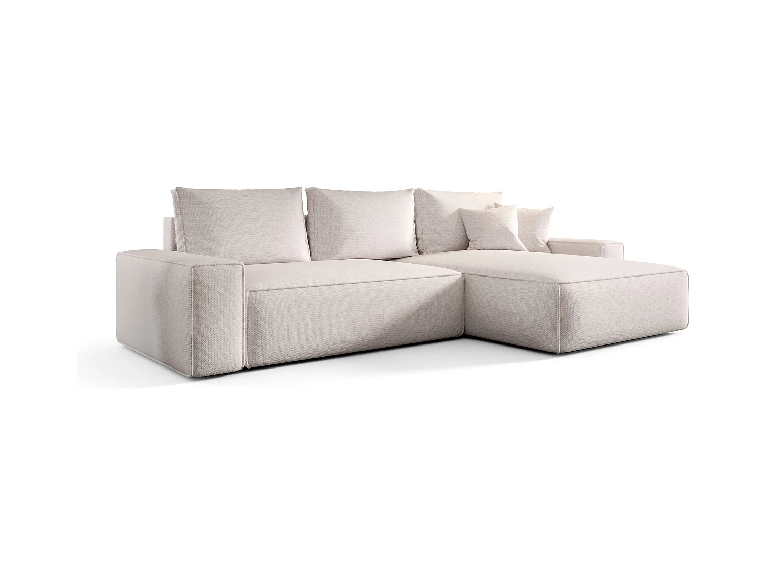 ECKSOFA MONA mit Schlaffunktion ARAGON 01 Weiß Rechts L-Form Sofa mit Stauraum Bettkasten Wohnzimmersofa Couch Sofa Bettsofa Bettkasten Bettcouch