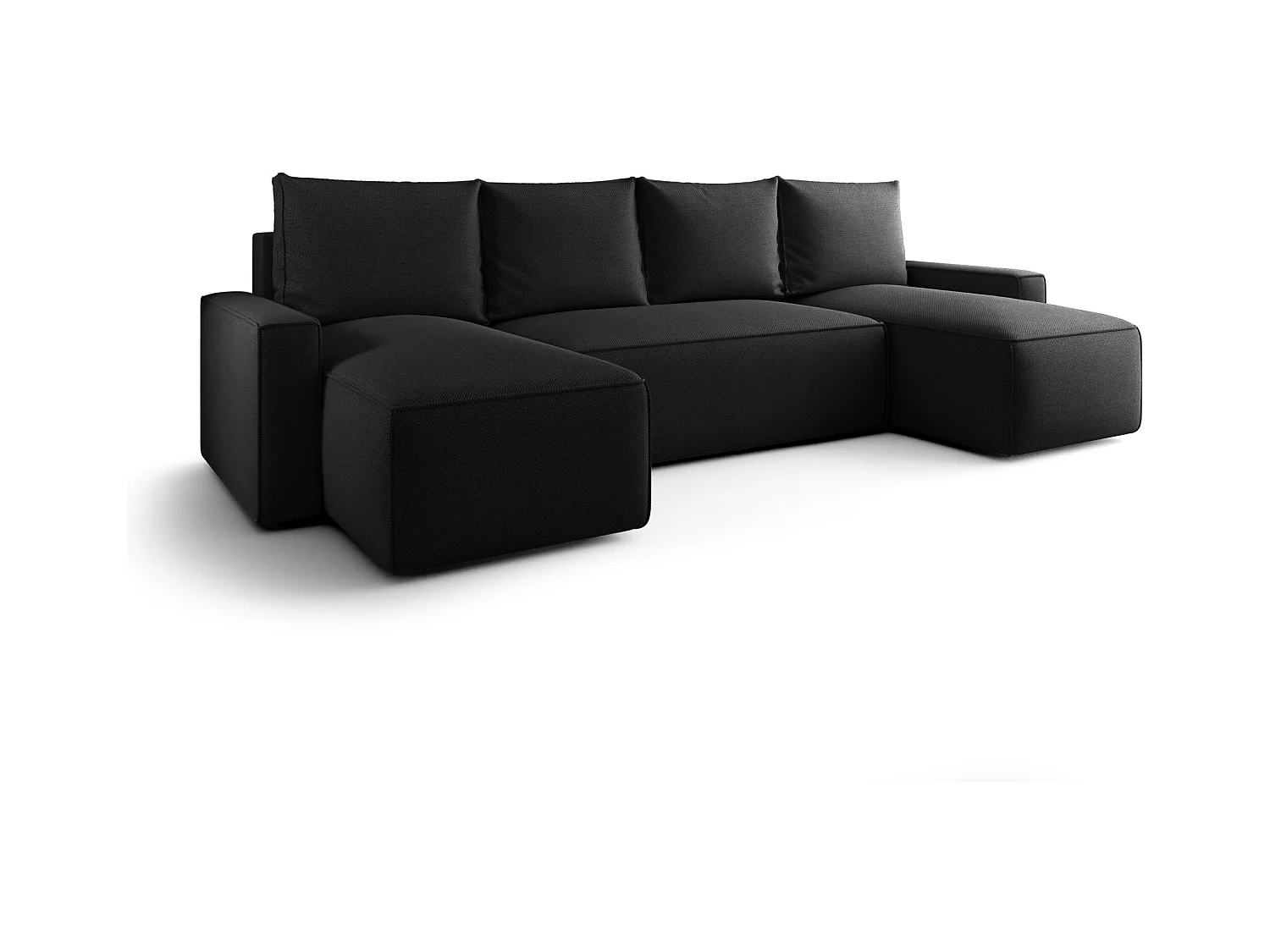 ECKSOFA mit Schlaffunktion SAVIO U Curio 99 Schwarz U-Form Sofa mit Stauraum Bettkasten Wohnzimmersofa Couch Sofa Bettsofa Bettkasten Bettcouch
