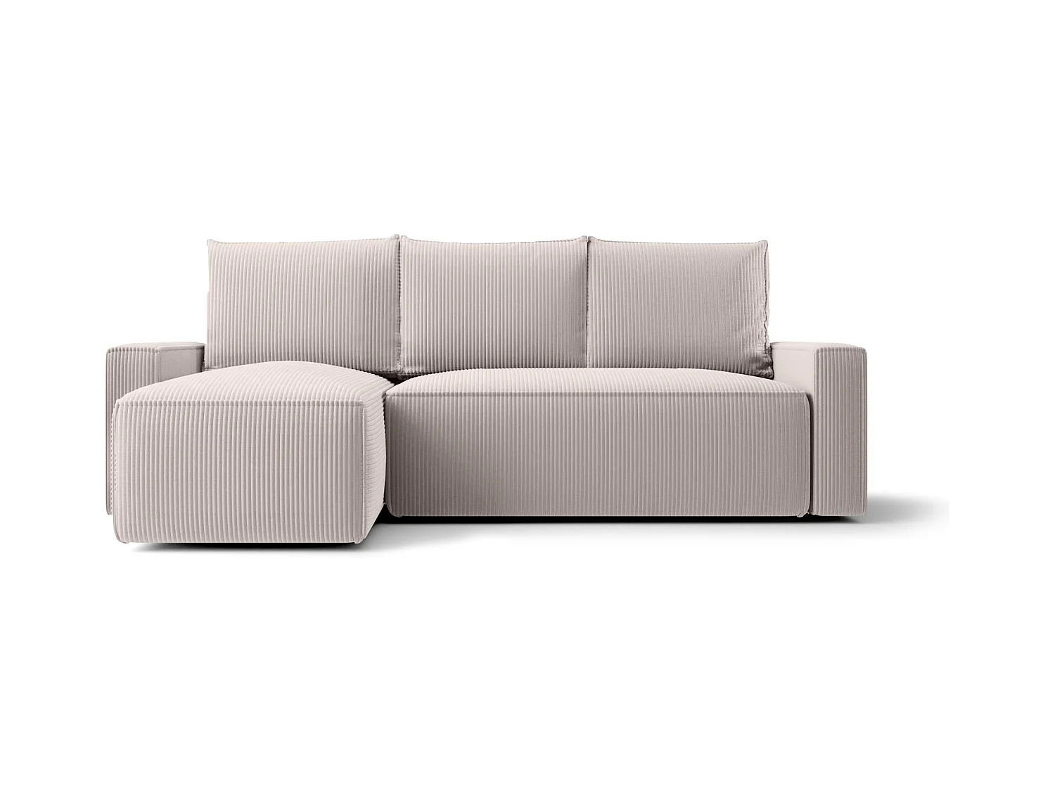 Narożnik z funkcją spania SAVIO Poso 100 ecru lewy sofa w kształcie L z pojemnikiem na pościel sofa do salonu, sofa rozkładana, sofa z pojemnikiem