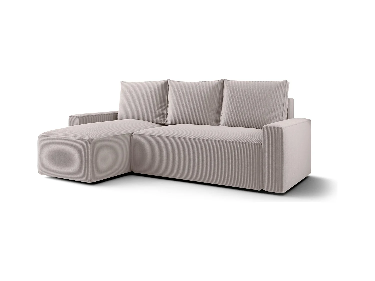 Narożnik z funkcją spania SAVIO Poso 100 ecru lewy sofa w kształcie L z pojemnikiem na pościel sofa do salonu, sofa rozkładana, sofa z pojemnikiem