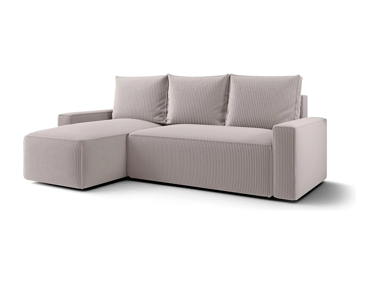 Hoekbank met slaapfunctie SAVIO Poso 100 ecru links L-vormige bank met opbergruimte woonkamerbank, slaapbank, bank met opbergruimte