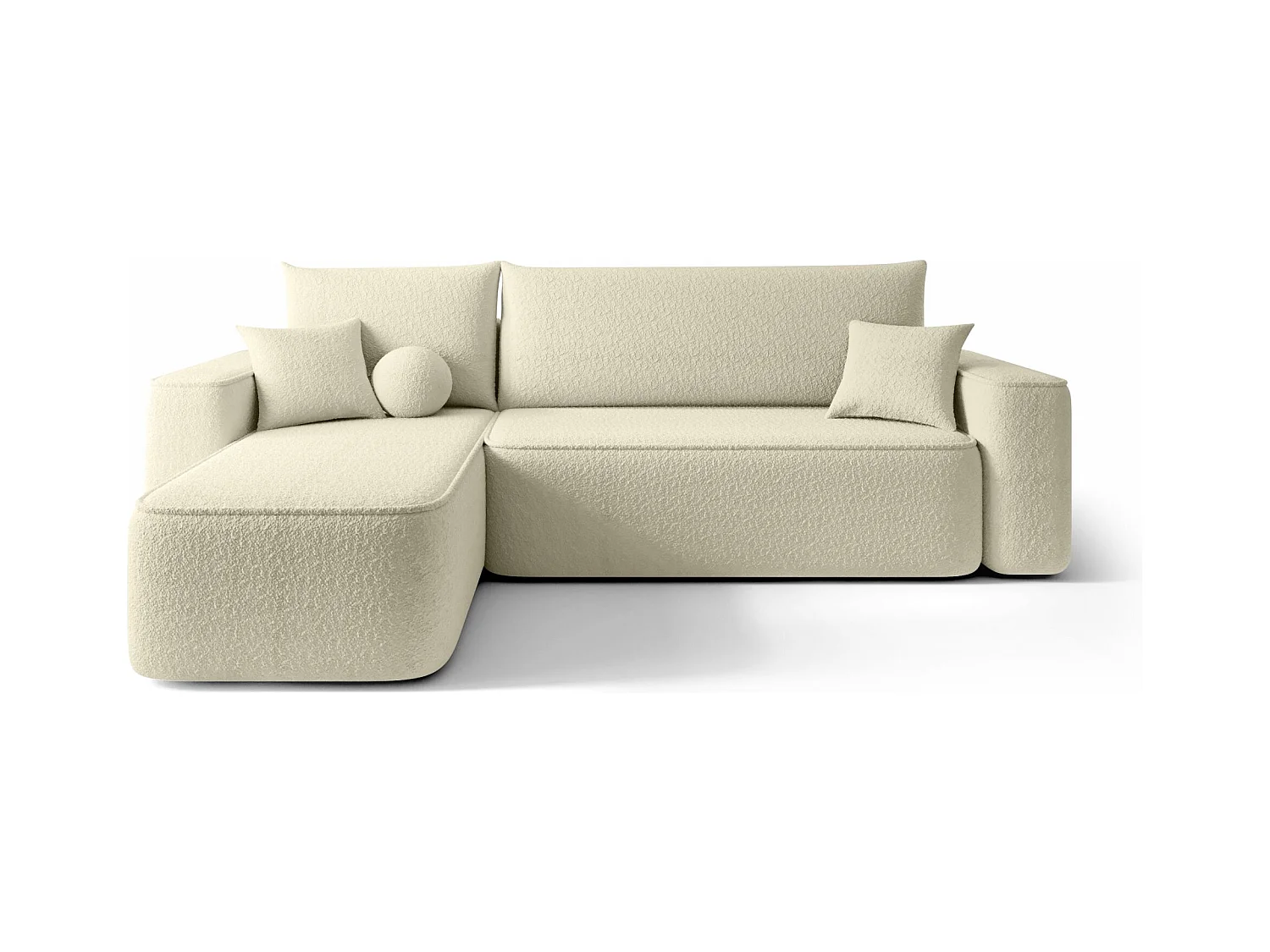 ECKSOFA mit Schlaffunktion SENNO Quelle 02 Ecru Links L-Form Sofa mit Stauraum Bettkasten Wohnzimmersofa Couch Sofa Bettsofa Bettkasten Bettcouch