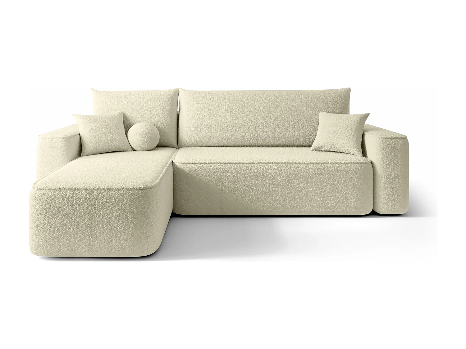 NAROŻNIK SENNO z funkcją spania Quelle 02 Ecru Lewy Sofa w kształcie L z pojemnikiem na pościel, sofa rozkładana, sofa do salonu