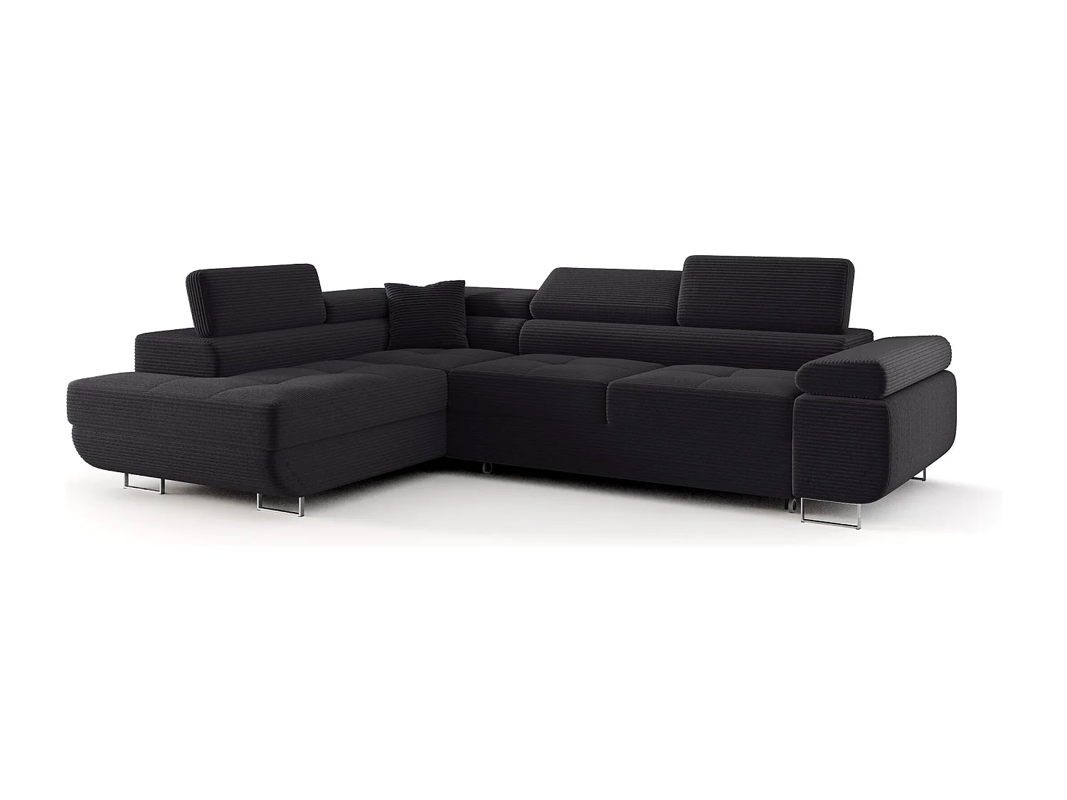 ECKSOFA EMILY mit Schlaffunktion Poso 34 Dunkelgrau Links L-Form Sofa mit Stauraum Bettkasten Wohnzimmersofa Couch Sofa Bettsofa Bettkasten Bettcouch