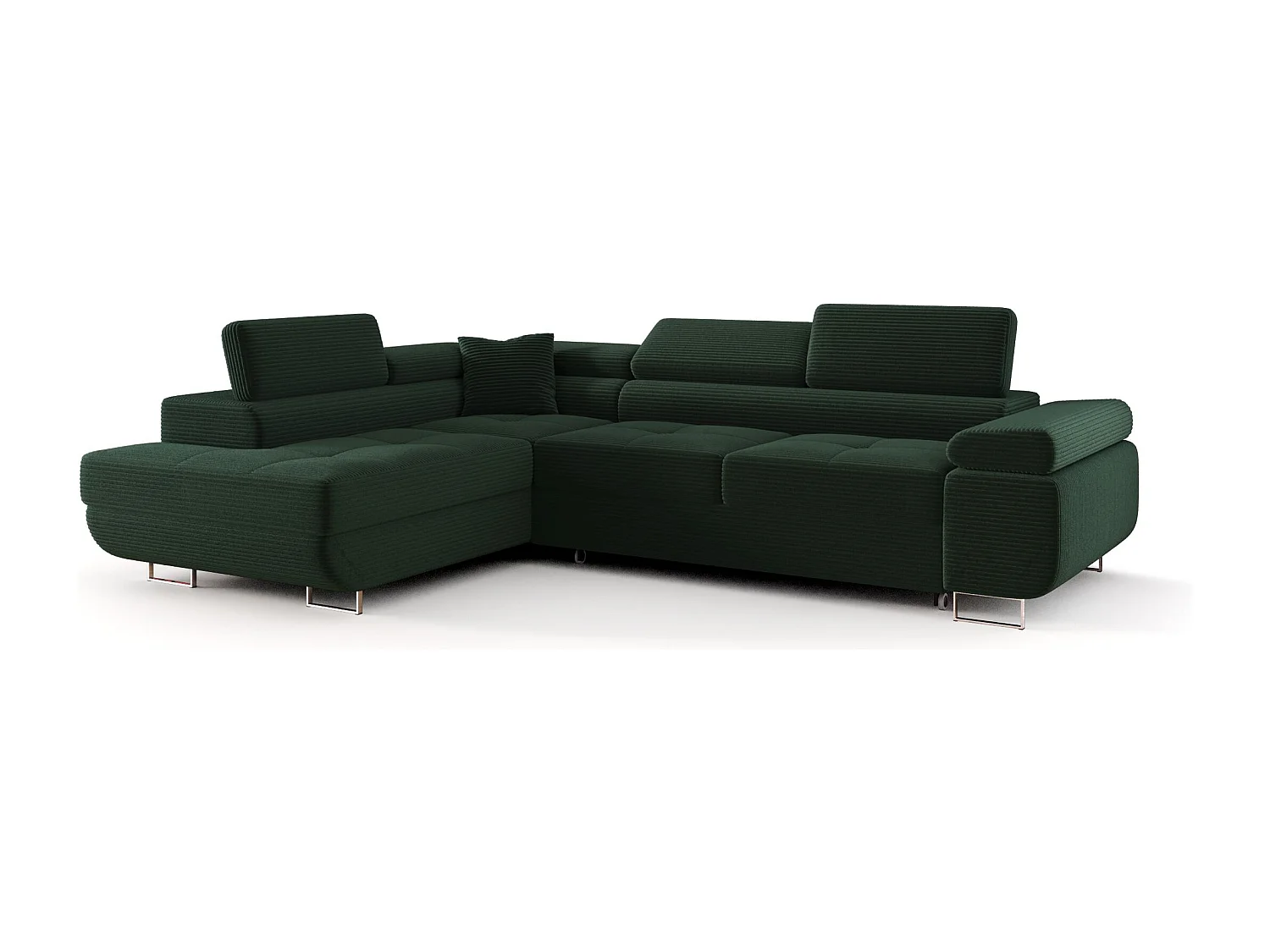ECKSOFA EMILY mit Schlaffunktion Poso 14 Dunkelgrün Links L-Form Sofa mit Stauraum Bettkasten Wohnzimmersofa Couch Sofa Bettsofa Bettkasten Bettcouch