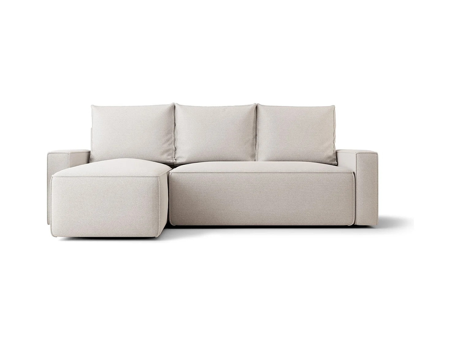 Hoekbank met slaapfunctie SAVIO Curio 02 crème links L-vormige bank met opbergruimte woonkamerbank, slaapbank, bank met opbergruimte
