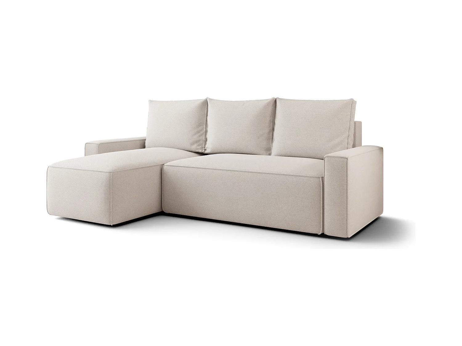 Hoekbank met slaapfunctie SAVIO Curio 02 crème links L-vormige bank met opbergruimte woonkamerbank, slaapbank, bank met opbergruimte