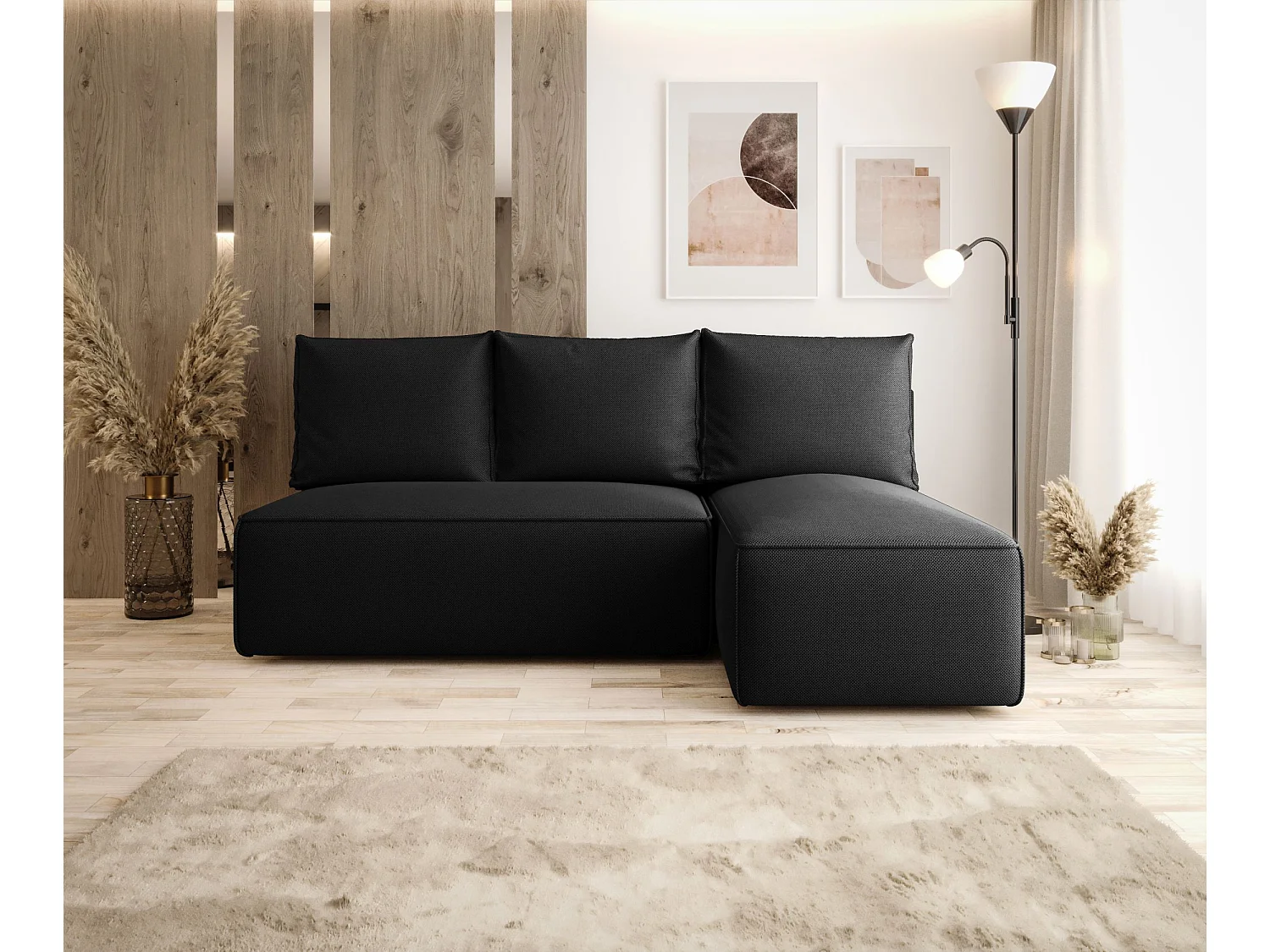 ECKSOFA mit Schlaffunktion SAVIO MINI Curio 99 Schwarz Rechts L-Form Sofa mit Stauraum Bettkasten Wohnzimmersofa Couch Sofa Bettsofa Bettkasten Bettcouch