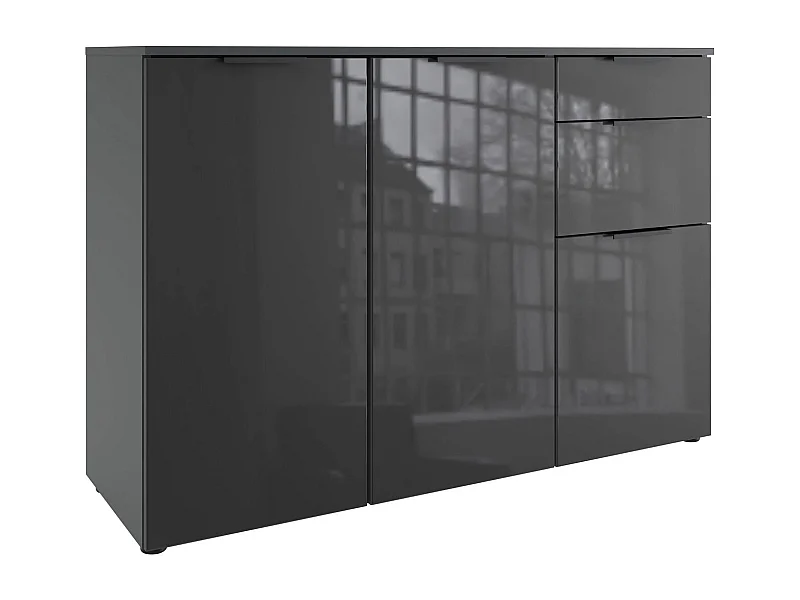 KOMBIKOMMODE Level graphit / Grauglas 122 / 41 / 84cm