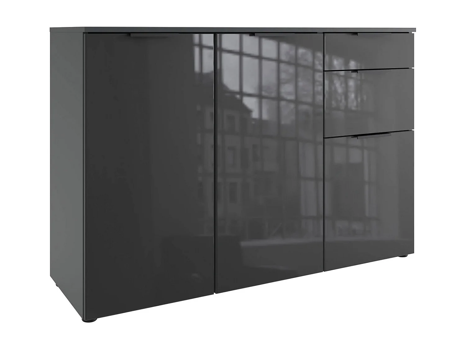 KOMBIKOMMODE Level graphit / Grauglas 122 / 41 / 84cm