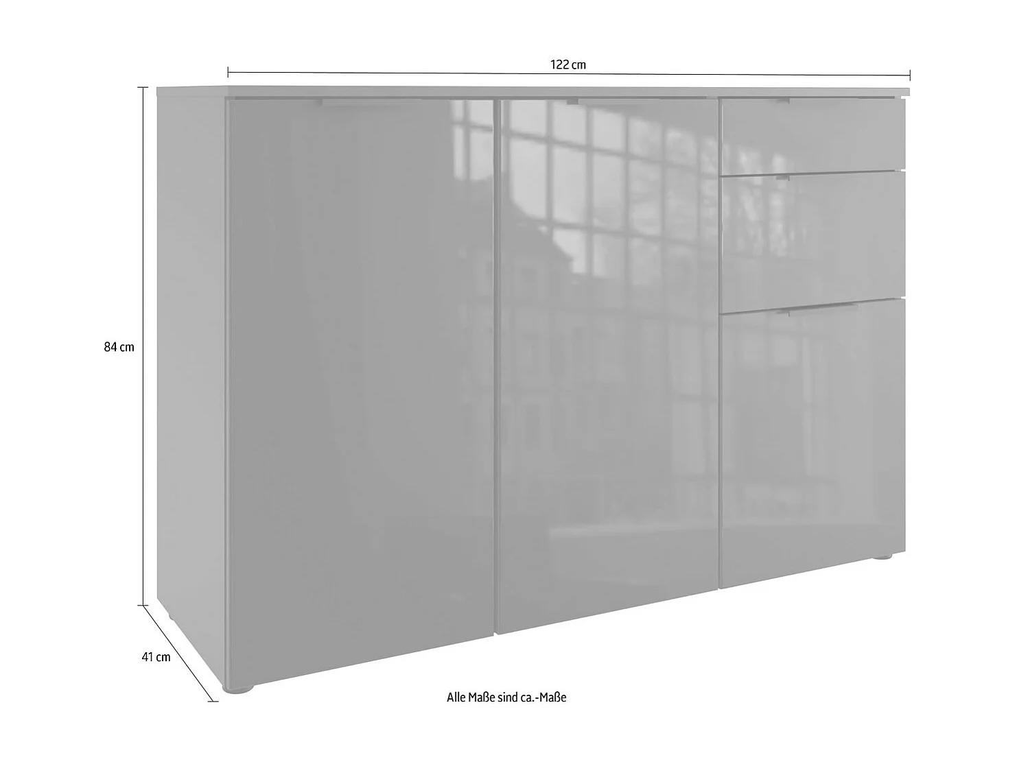 KOMBIKOMMODE Level graphit / Grauglas 122 / 41 / 84cm