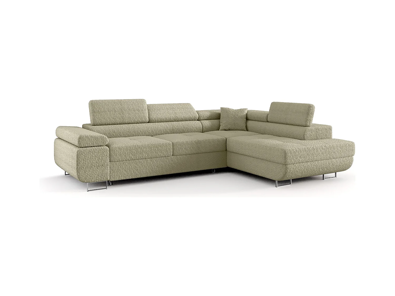 HOEKBANK EMILY met slaapfunctie Quelle 06 Beige Rechts L-vorm bank met opbergruimte, slaapbank, woonkamerbank