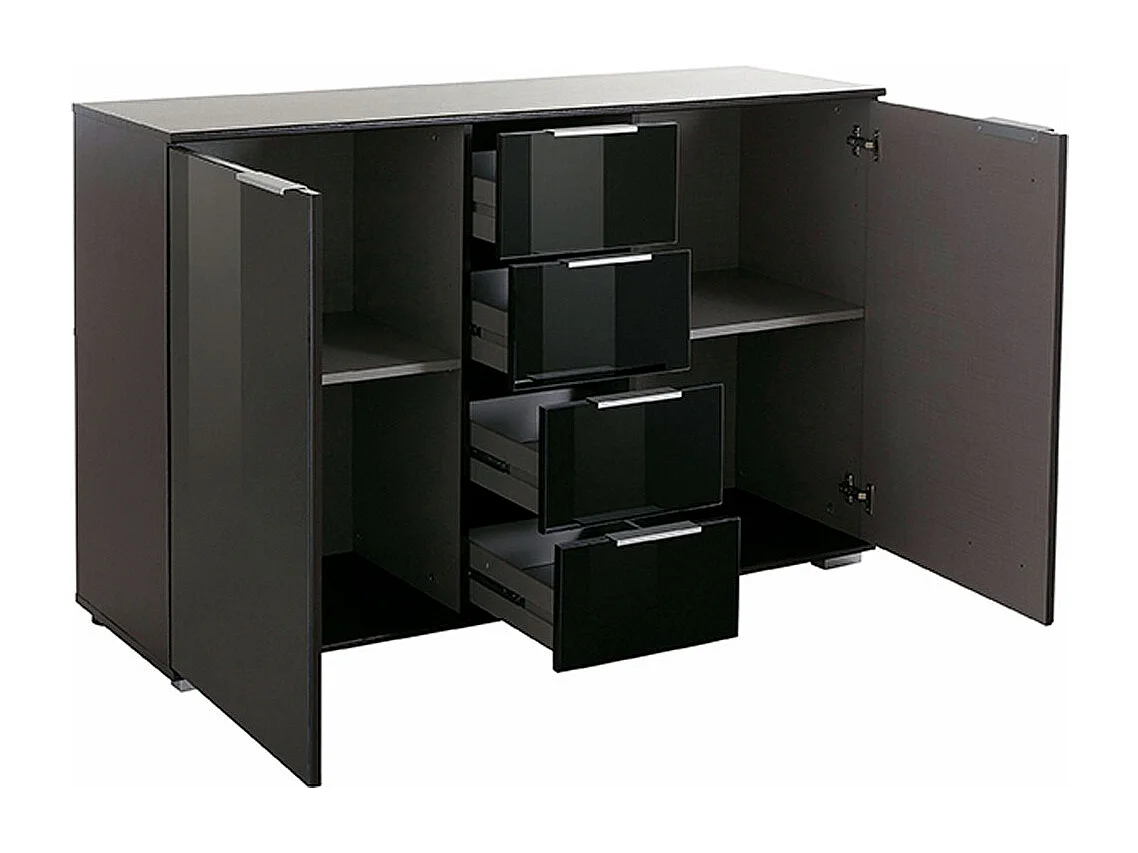 KOMBIKOMMODE Easy Plus C graphit / Schwarzglas 130 / 40,5 / 83cm