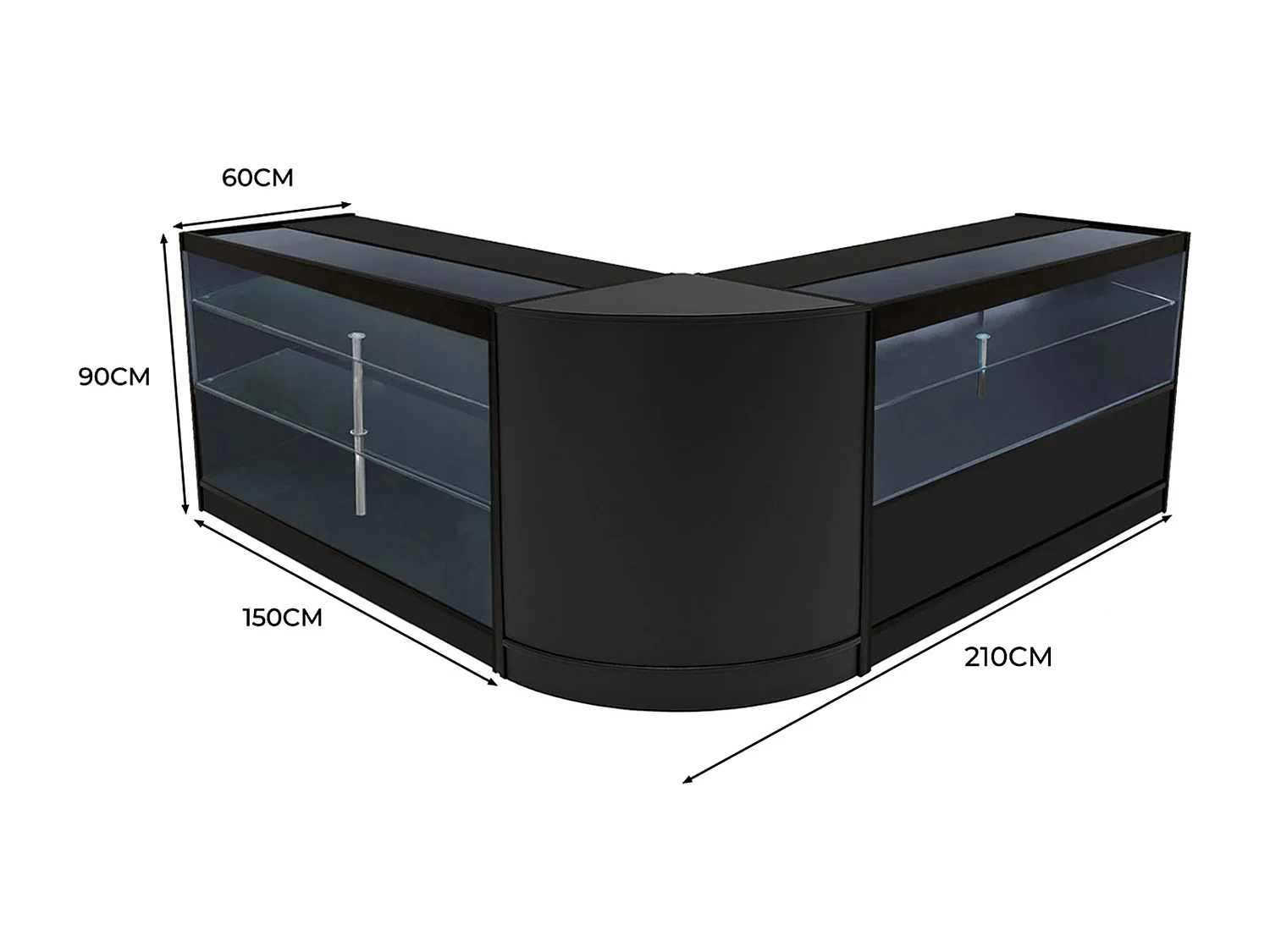 Hera LED Verkaufstheken-Set CM60 + K1500 + C1500 - Schwarz