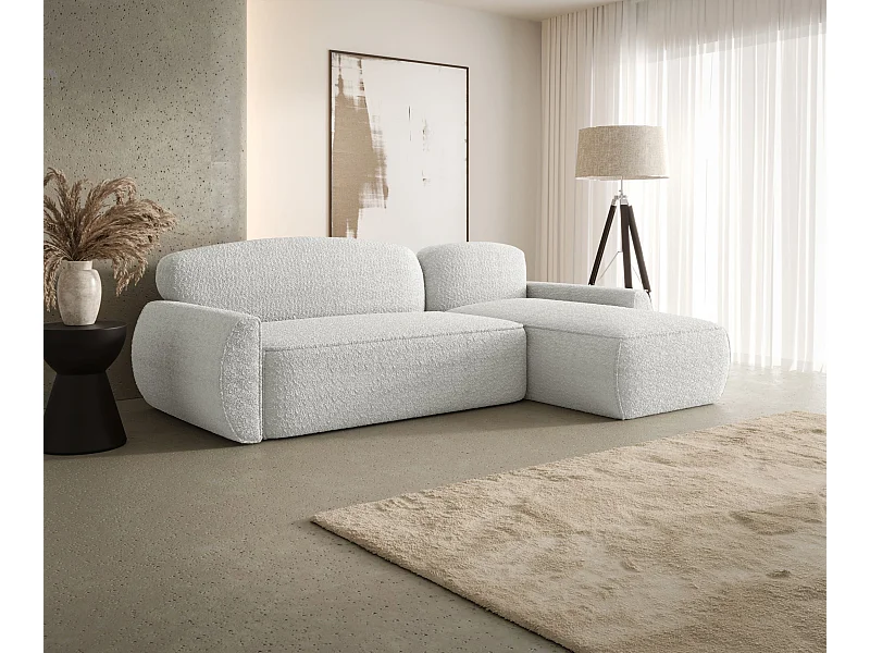 ECKSOFA mit Schlaffunktion LUCAS Quelle 01 Weiß Rechts L-Form Sofa mit Stauraum Bettkasten Wohnzimmersofa Couch Sofa Bettsofa Bettkasten Bettcouch