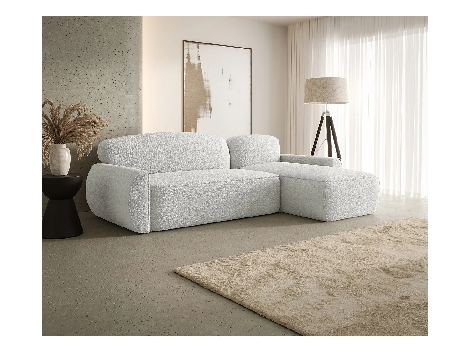 Hoekbank met slaapfunctie LUCAS Quelle 01 wit rechts L-vormige bank met opbergruimte woonkamerbank, slaapbank, bank met opbergruimte