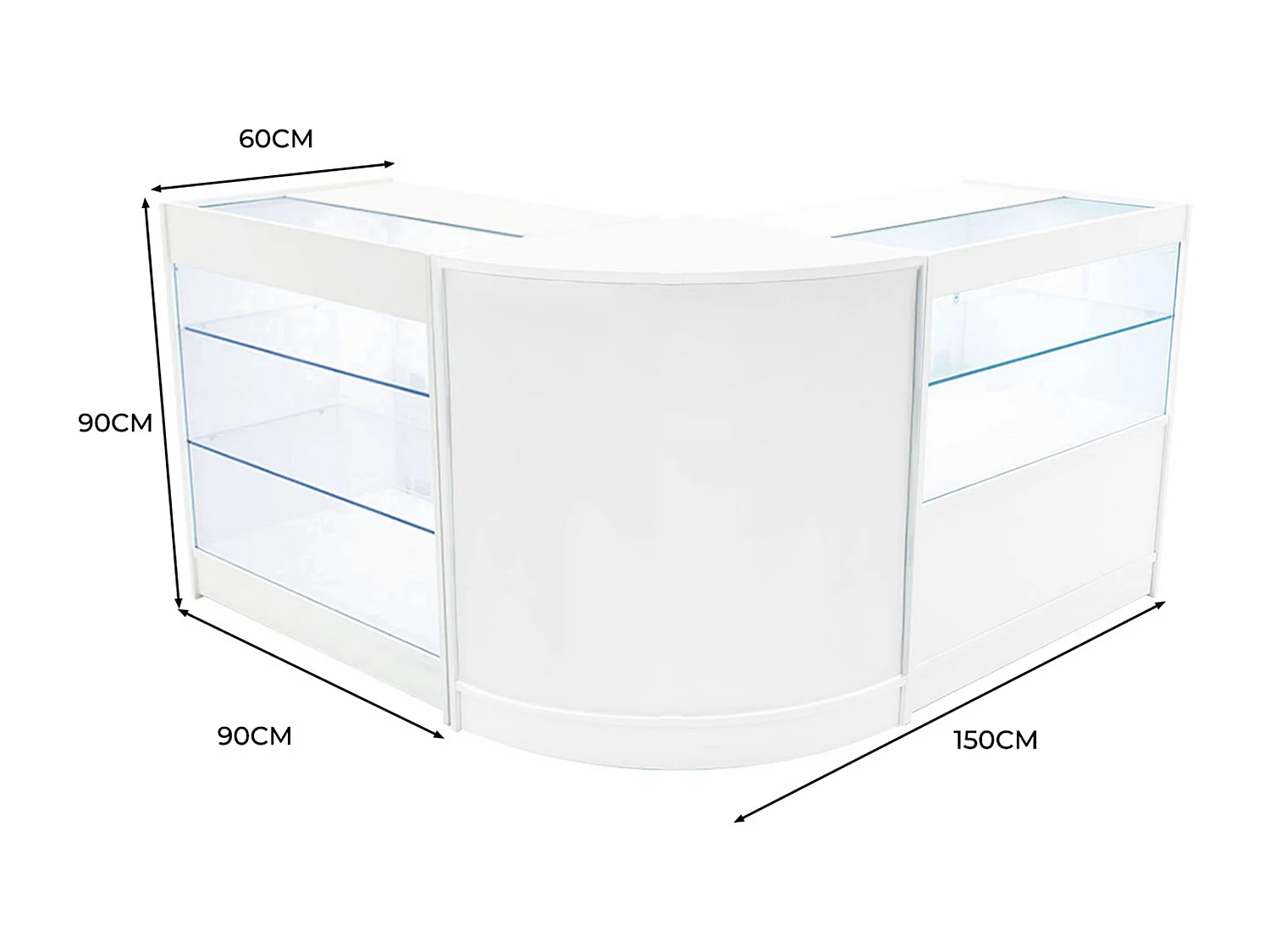 Hera LED Verkaufstheken-Set CM60 + K900 + C900 - Weiß