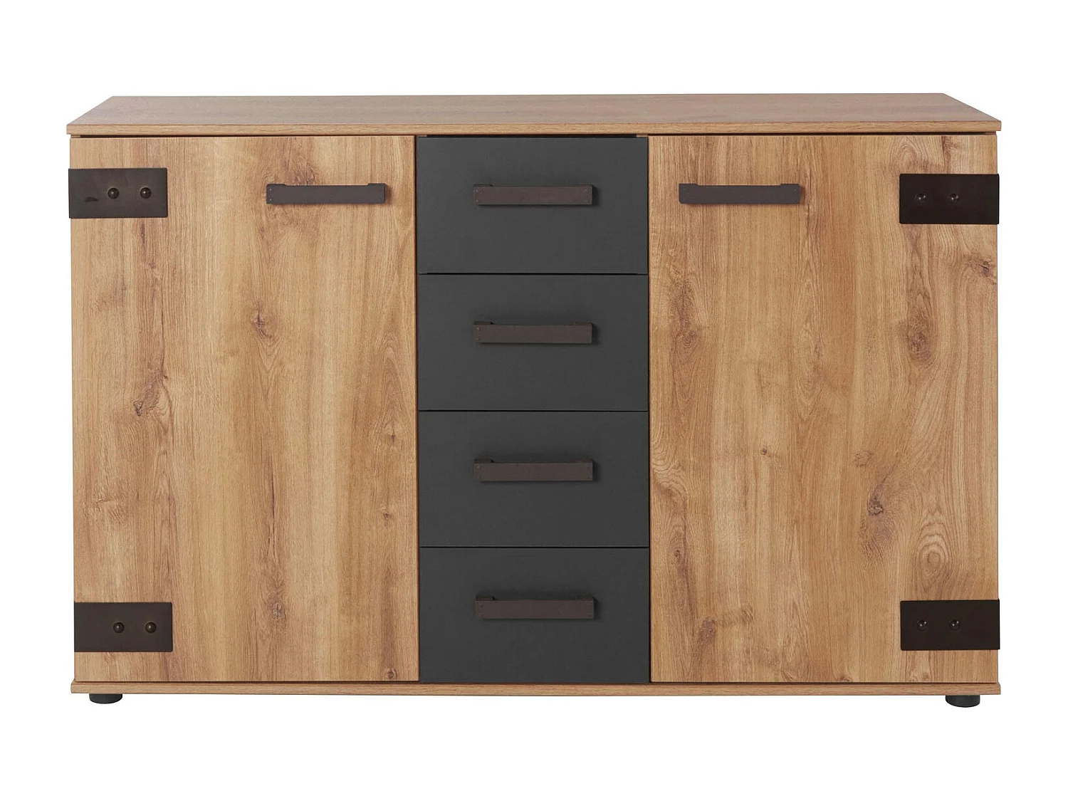 KOMMODE Malmö Plankeneiche - graphit 130 / 41 / 83cm