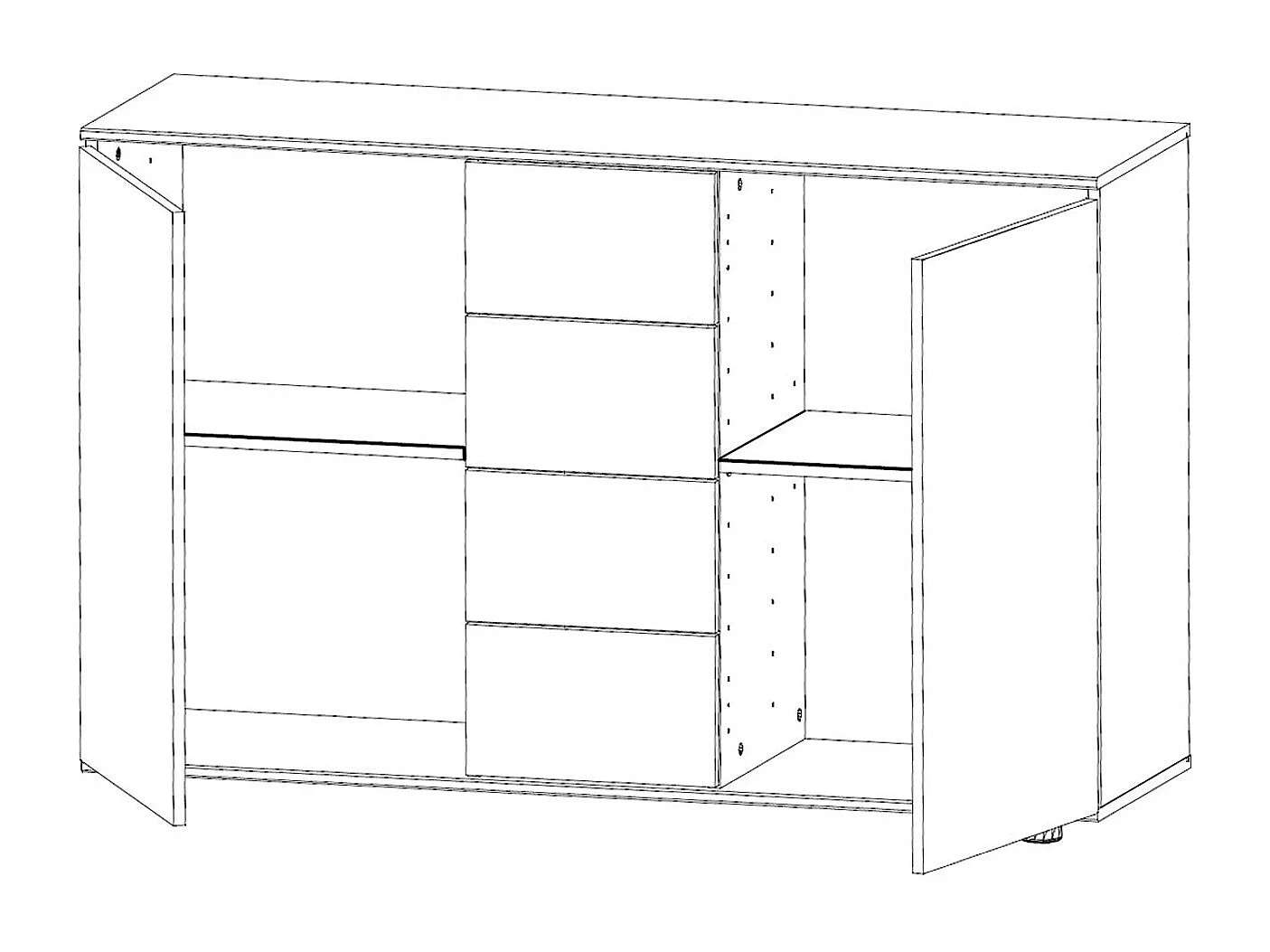 KOMMODE Malmö Plankeneiche - graphit 130 / 41 / 83cm