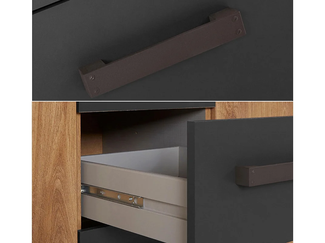 KOMMODE Malmö Plankeneiche - graphit 130 / 41 / 83cm