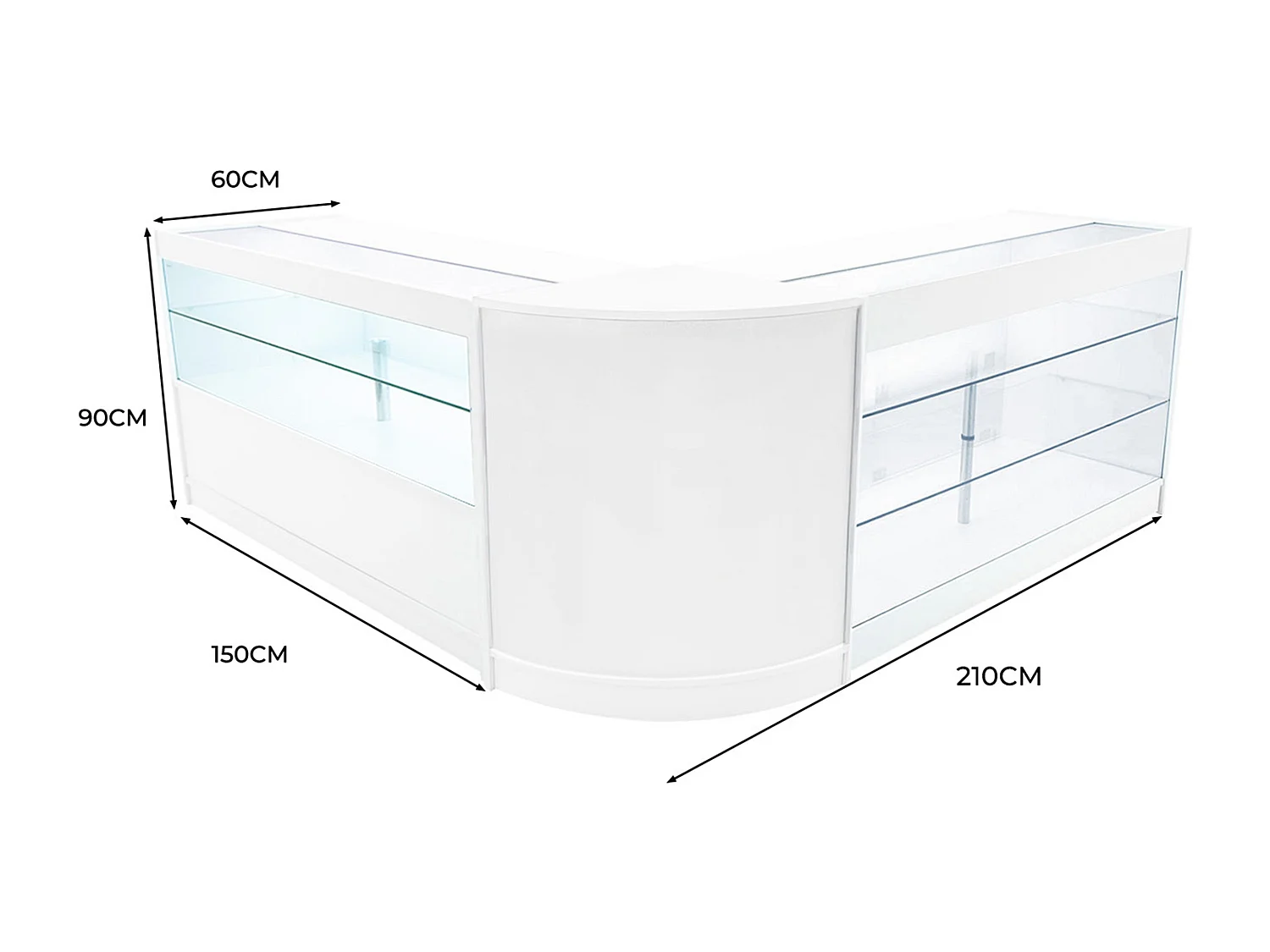 Hera LED Winkel Toonbank Set K1500, C1500 & CM60 - Wit