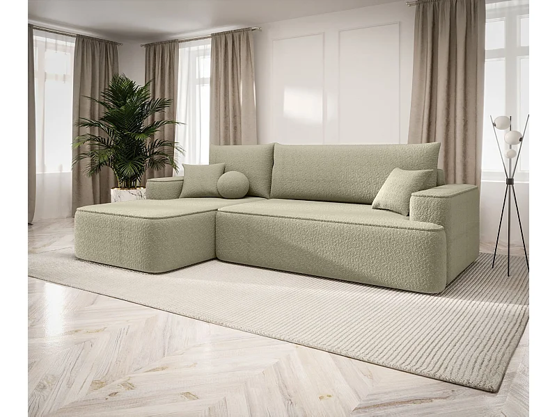 ECKSOFA mit Schlaffunktion FIGO Quelle 06 Beige Links L-Form Sofa mit Stauraum Bettkasten Wohnzimmersofa Couch Sofa Bettsofa Bettkasten Bettcouch