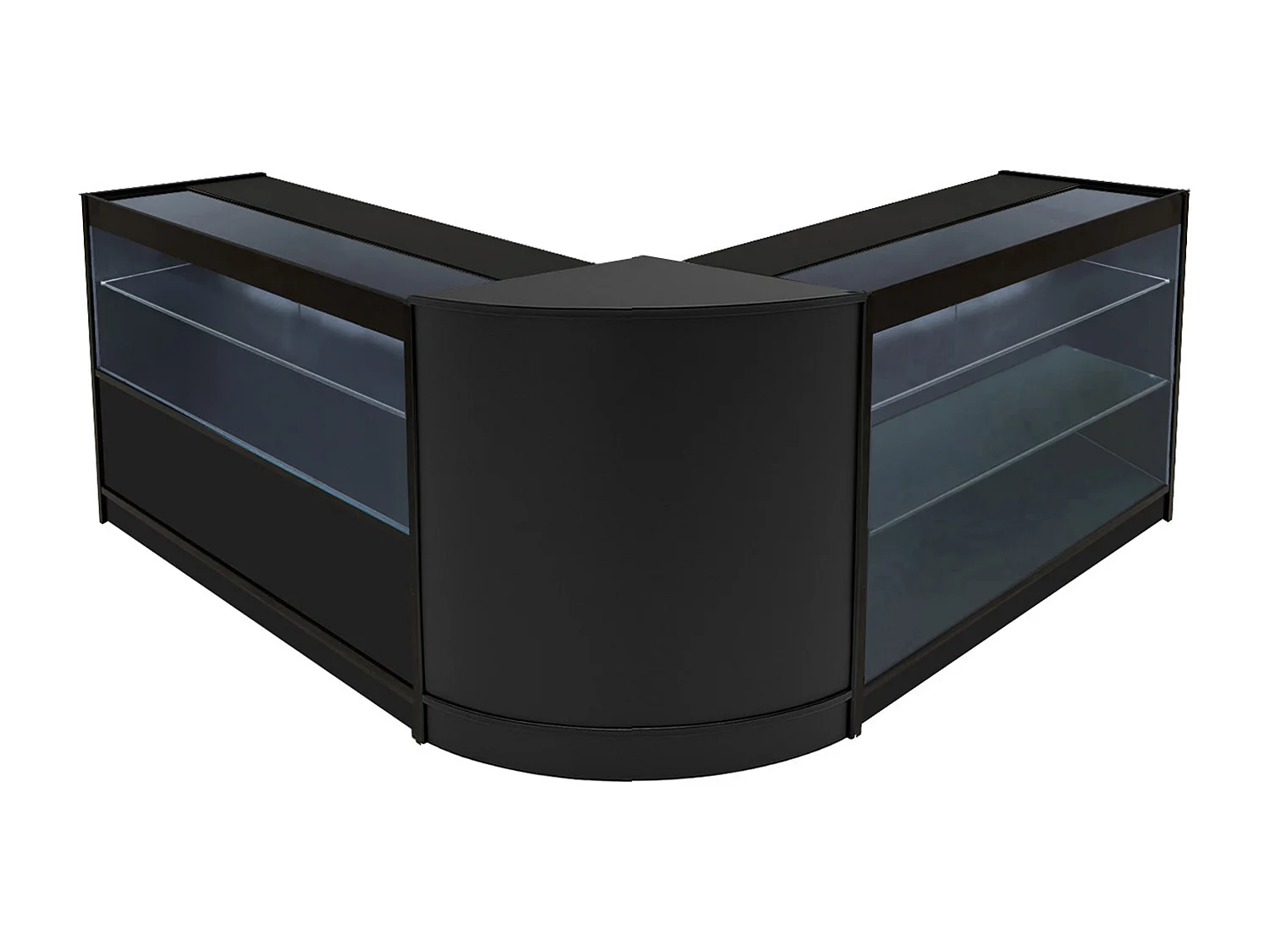 Set Bancone Nero Hera LED K1200 C1200 CM60 con Serratura e Vetrina Espositiva