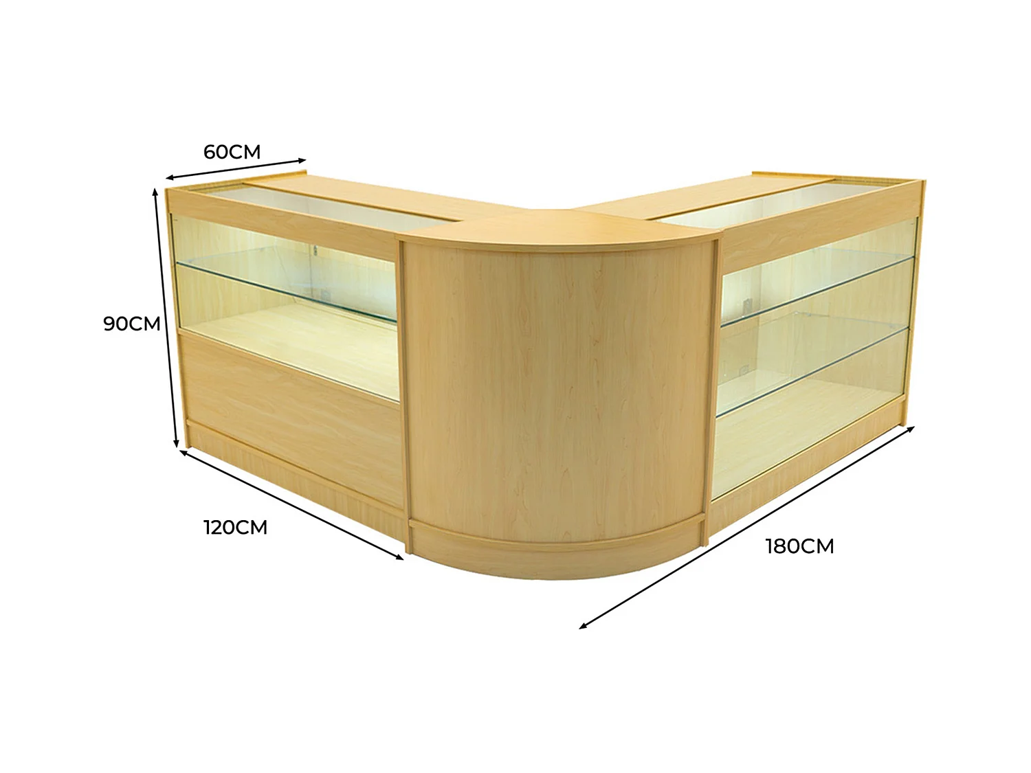 Comptoirs de Vente à LED Ensemble Hera - Érable CM60, K1200, C1200