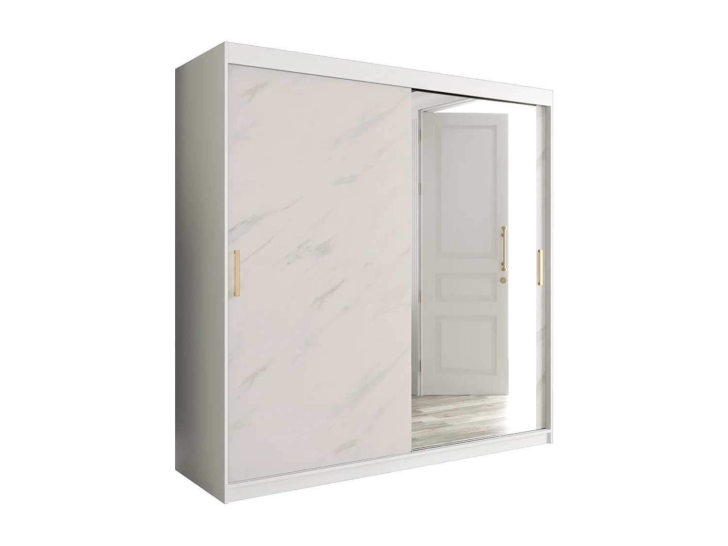 Armoire à portes coulissantes Marmur T2 200/200/62 (Blanc)