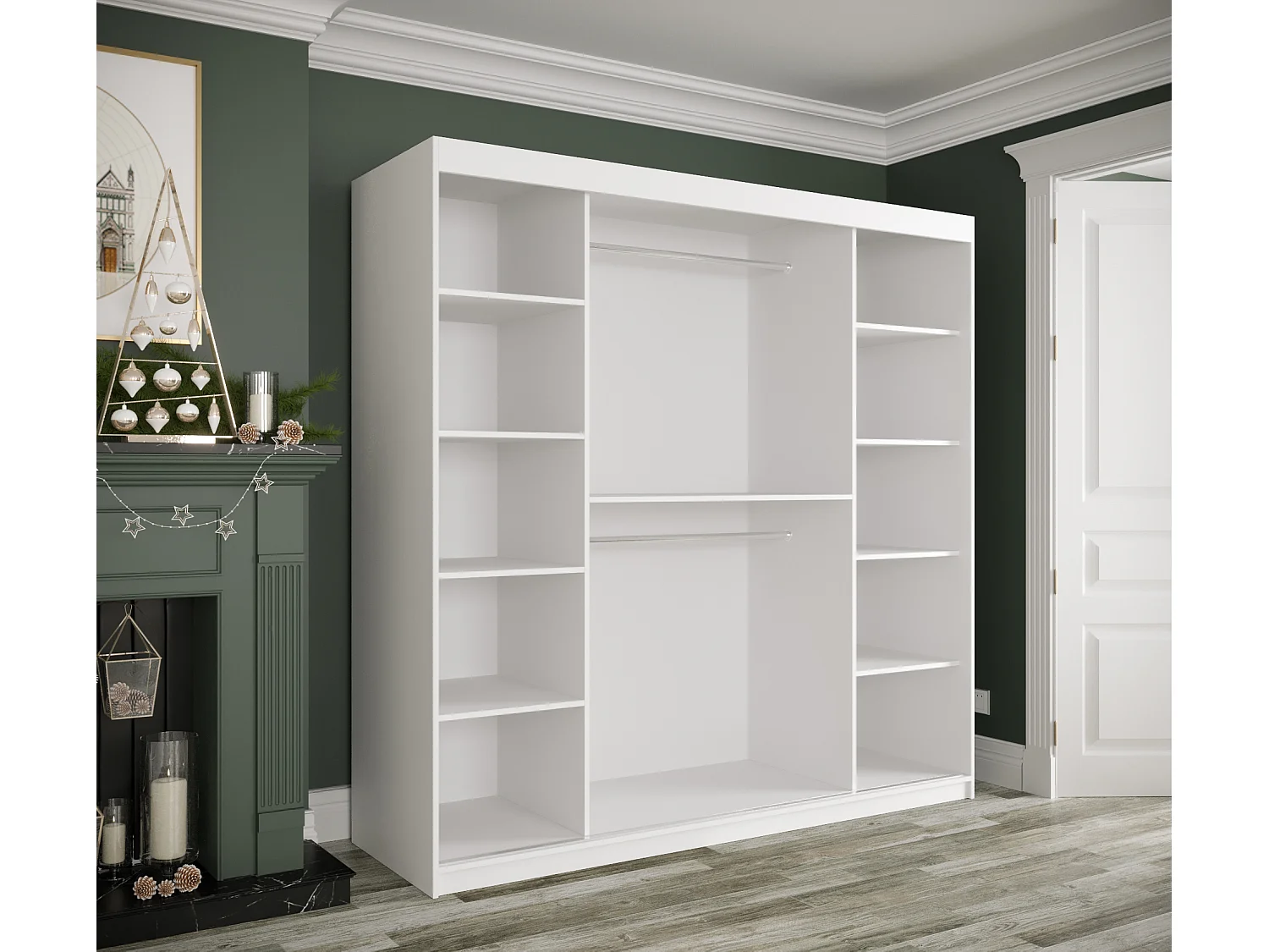 Armoire à portes coulissantes Marmur T2 200/200/62 (Blanc)