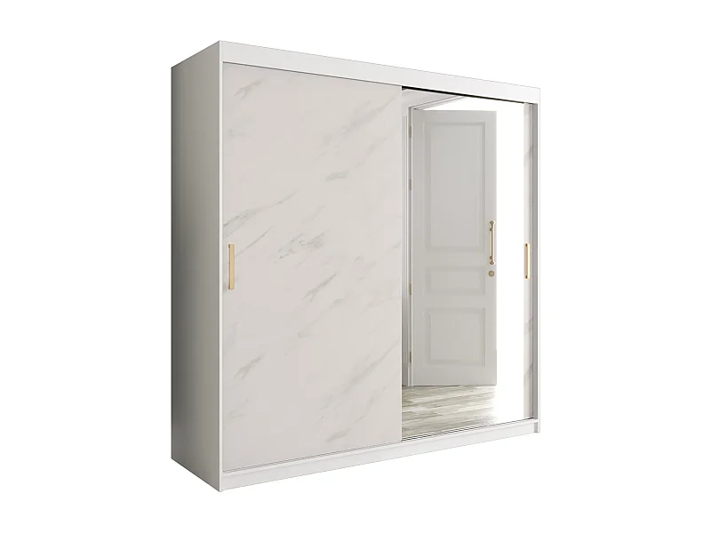Armoire à portes coulissantes Marmur T2 200/200/62 (Blanc)