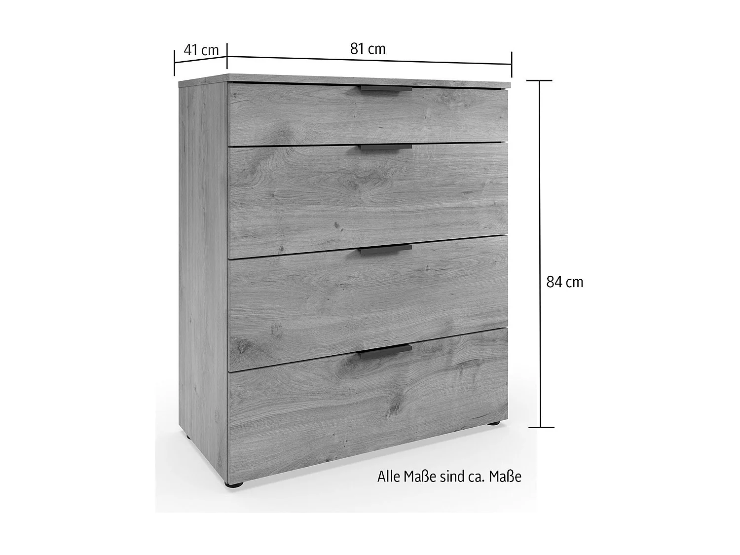 SCHUBKASTENKOMMODE Level graphit 81 / 41 / 84cm