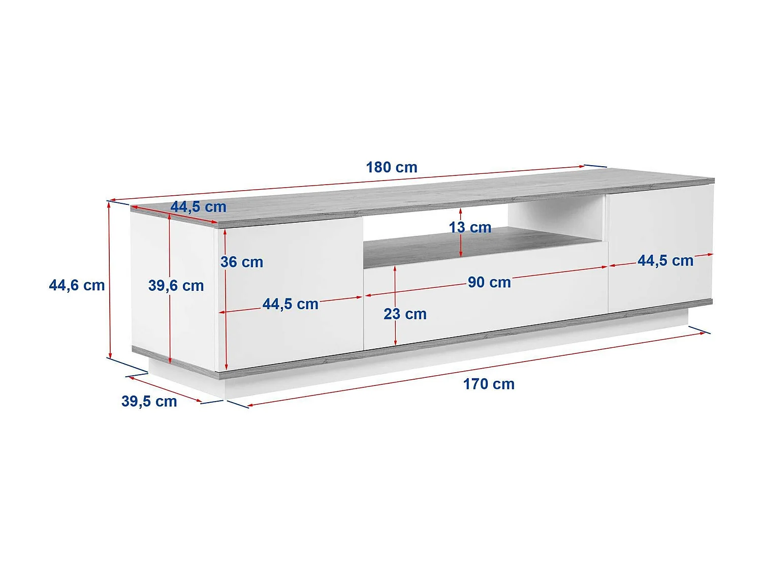 Moderner TV-Schrank mit Türen und Staufächern Veramont - Weiß