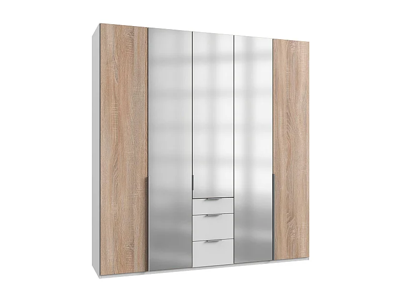 KLEIDERSCHRANK New York A weiß / Eiche Sägerau 225 / 58 / 236cm