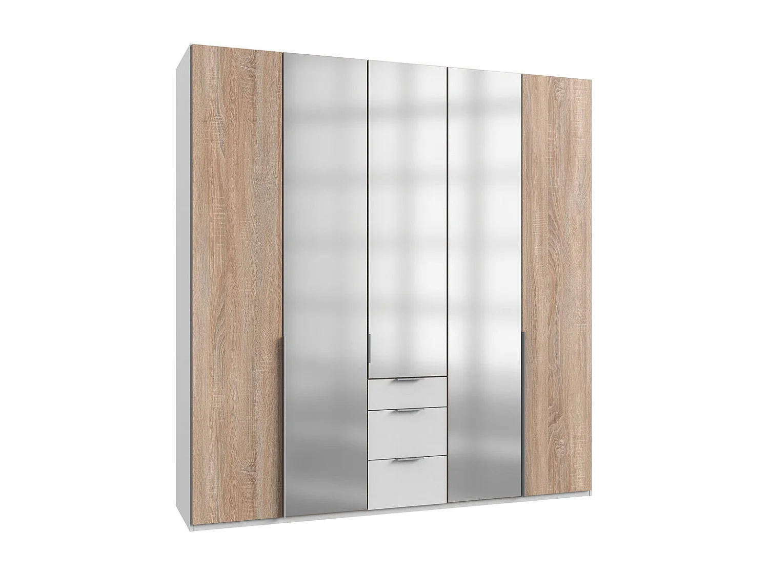 KLEIDERSCHRANK New York A weiß / Eiche Sägerau 225 / 58 / 236cm