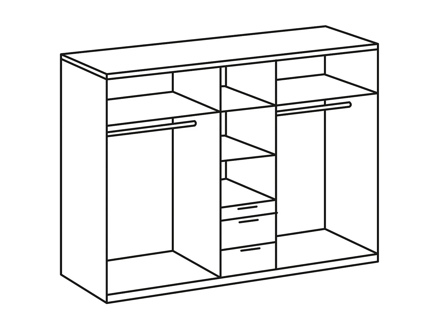 KLEIDERSCHRANK New York A weiß / Eiche Sägerau 225 / 58 / 236cm