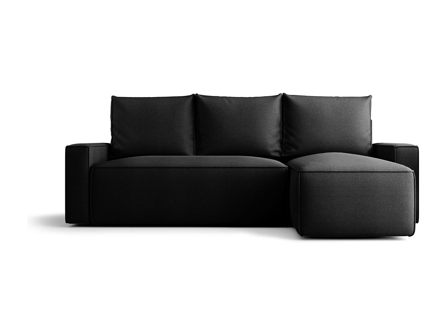Narożnik z funkcją spania SAVIO Curio 99 czarny prawy sofa w kształcie L z pojemnikiem na pościel sofa do salonu, sofa rozkładana, sofa z pojemnikiem
