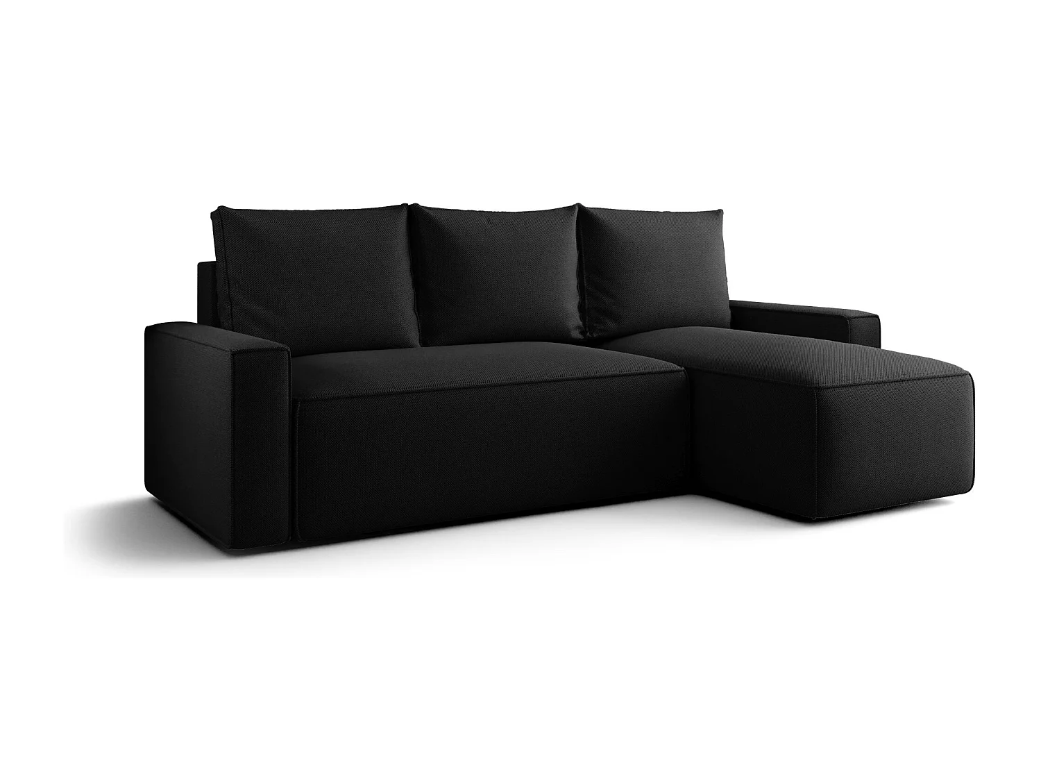 Narożnik z funkcją spania SAVIO Curio 99 czarny prawy sofa w kształcie L z pojemnikiem na pościel sofa do salonu, sofa rozkładana, sofa z pojemnikiem