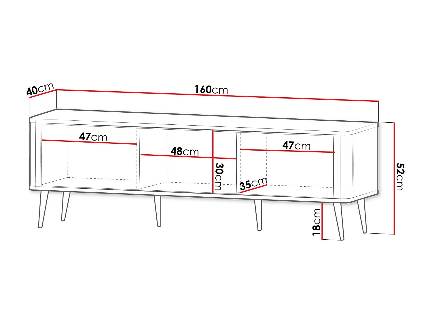 LOWBOARD Marly Kaschmir / Walnuss 160 / 40 / 52cm