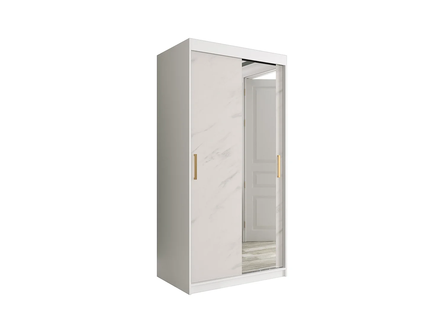 Armoire à portes coulissantes Marmur T2 200/100/62 (Blanc)