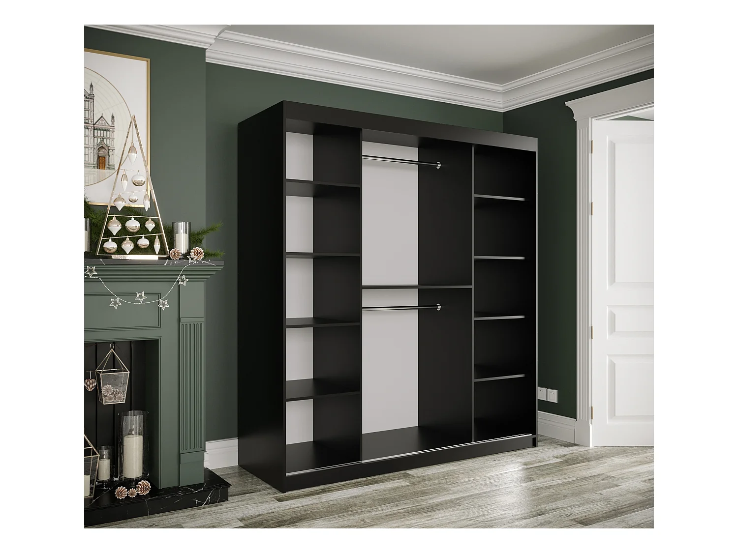 Armoire à portes coulissantes Marmur T2 200/180/62 (Noir)