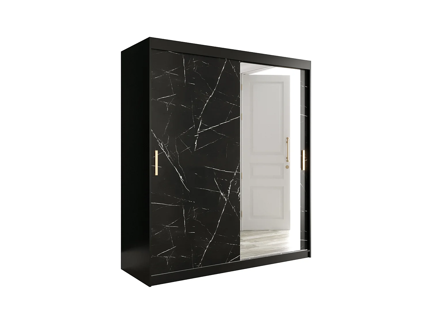 Schwebetürenschrank Marmur T2 200/180/62 ( Schwarz)