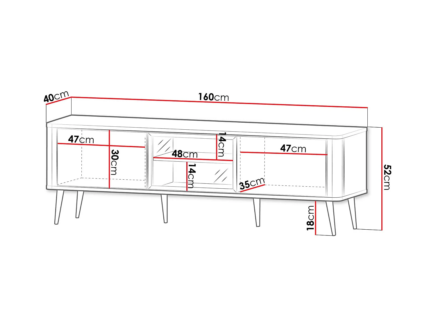 LOWBOARD Marly Kaschmir / Walnuss 160 / 40 / 52cm