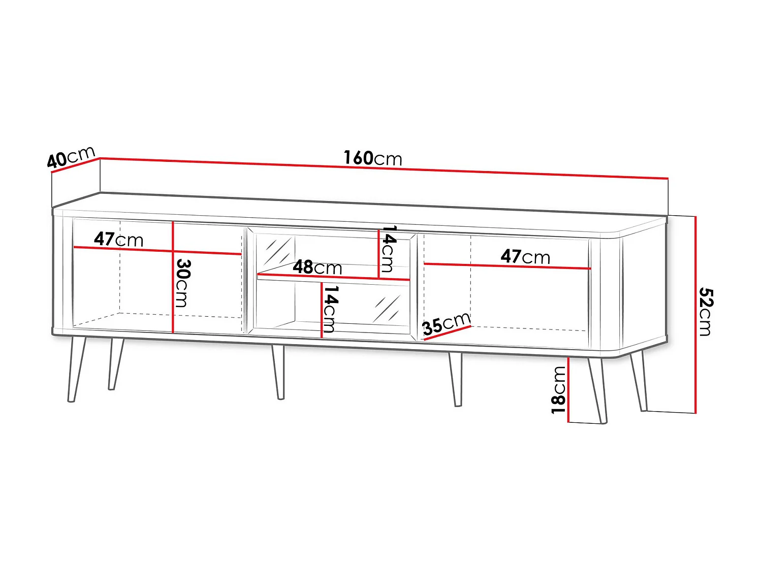 LOWBOARD Marly Kaschmir / Walnuss 160 / 40 / 52cm