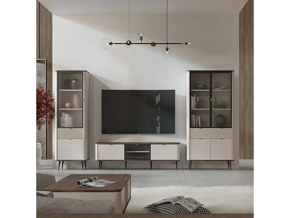 LOWBOARD Marly Kaschmir / Walnuss 160 / 40 / 52cm