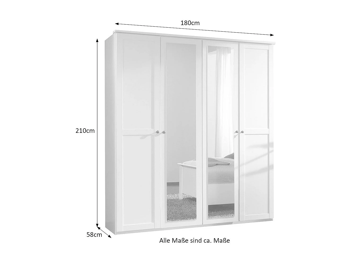 KLEIDERSCHRANK Chalet weiß 180 / 58 / 210cm