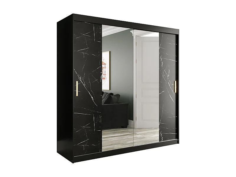 Armoire à portes coulissantes Marmur T1 200/200/62 (Noir)
