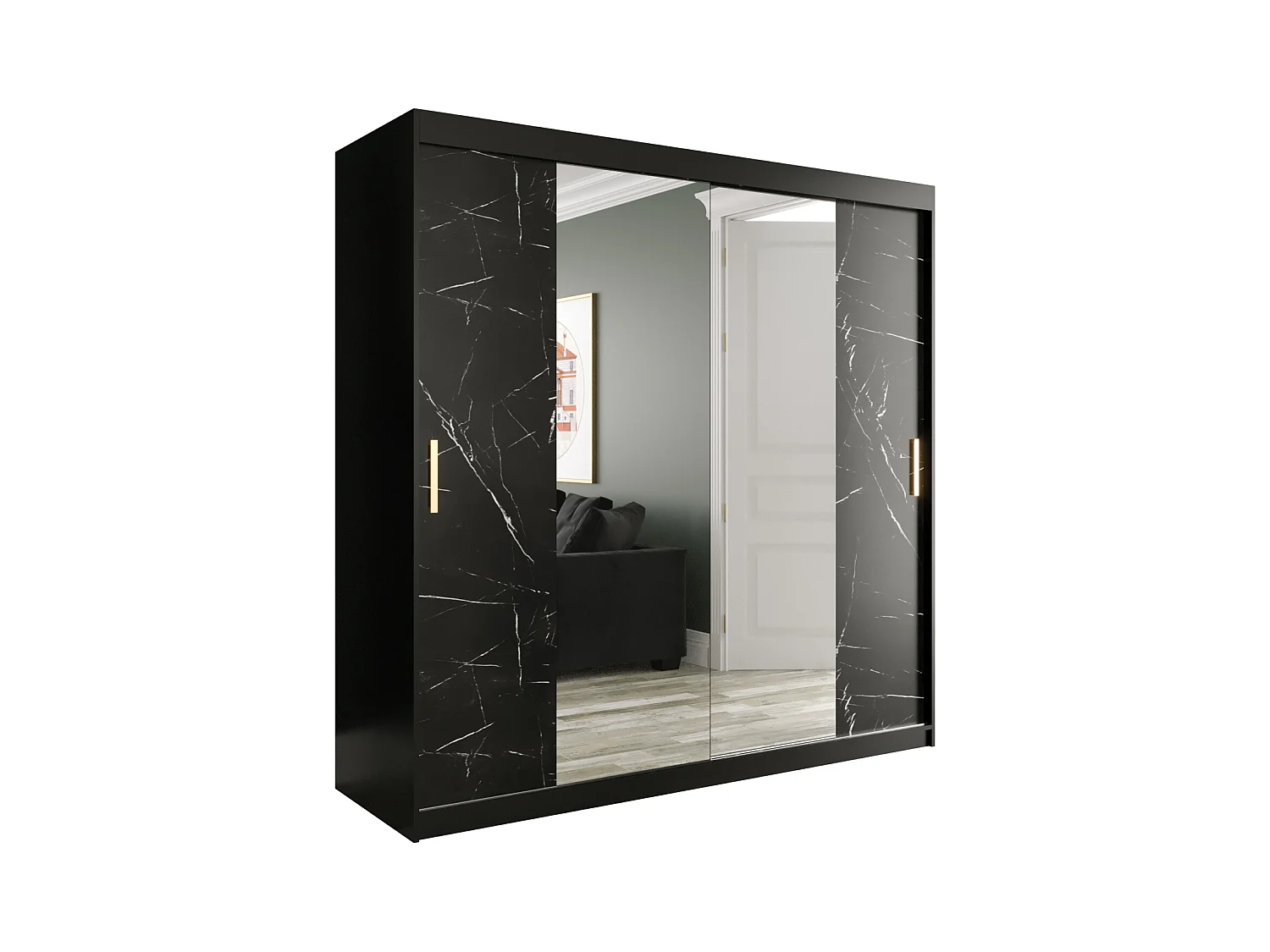 Armoire à portes coulissantes Marmur T1 200/200/62 (Noir)