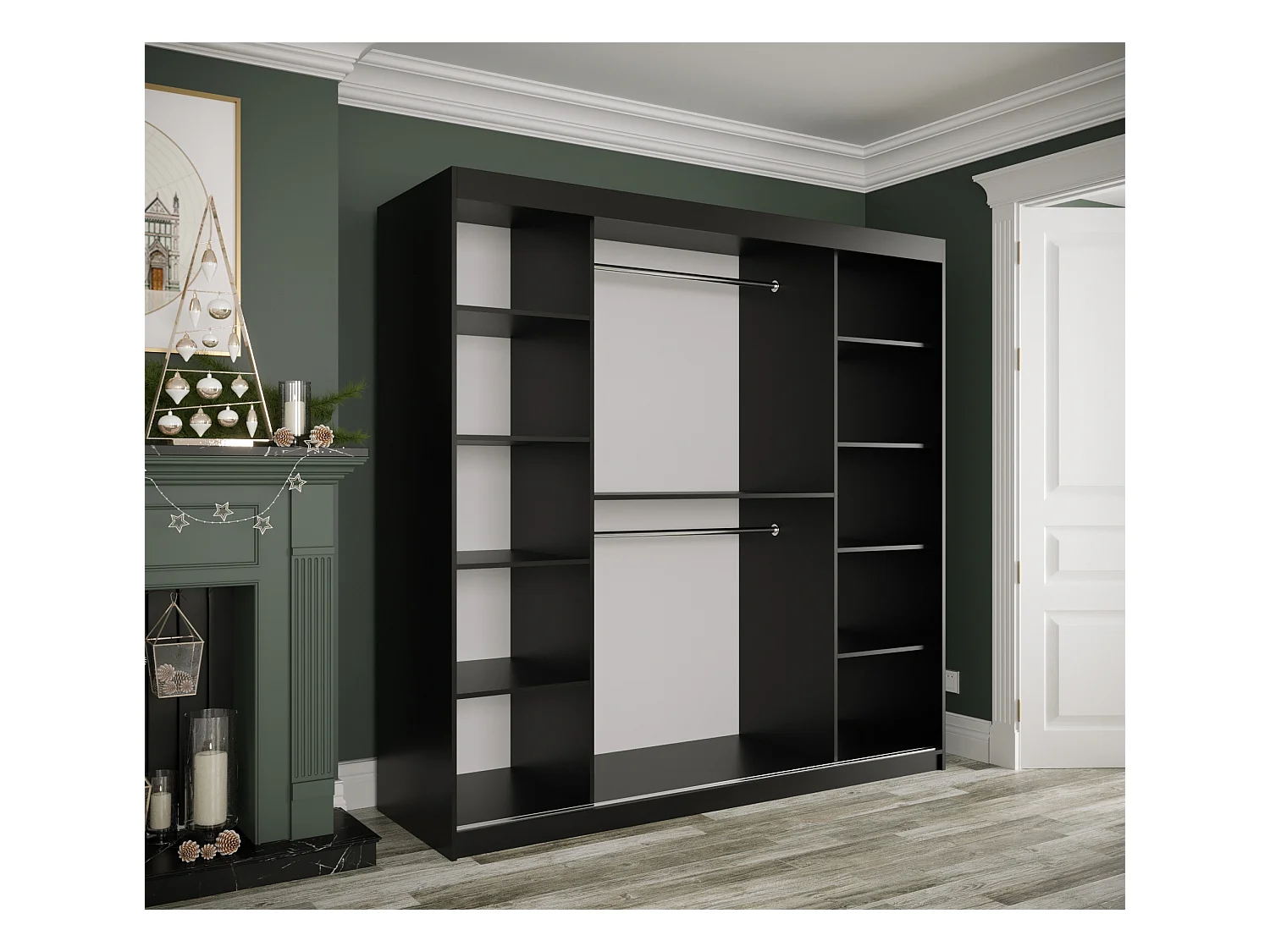 Armoire à portes coulissantes Marmur T1 200/200/62 (Noir)